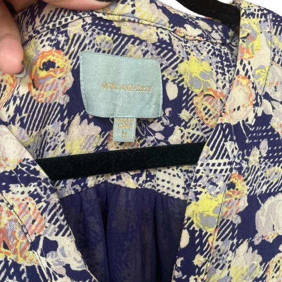 Skies Are Blue Women's Floral Plaid Mini Dress Size Medium Drawstring - Picture 2 of 6